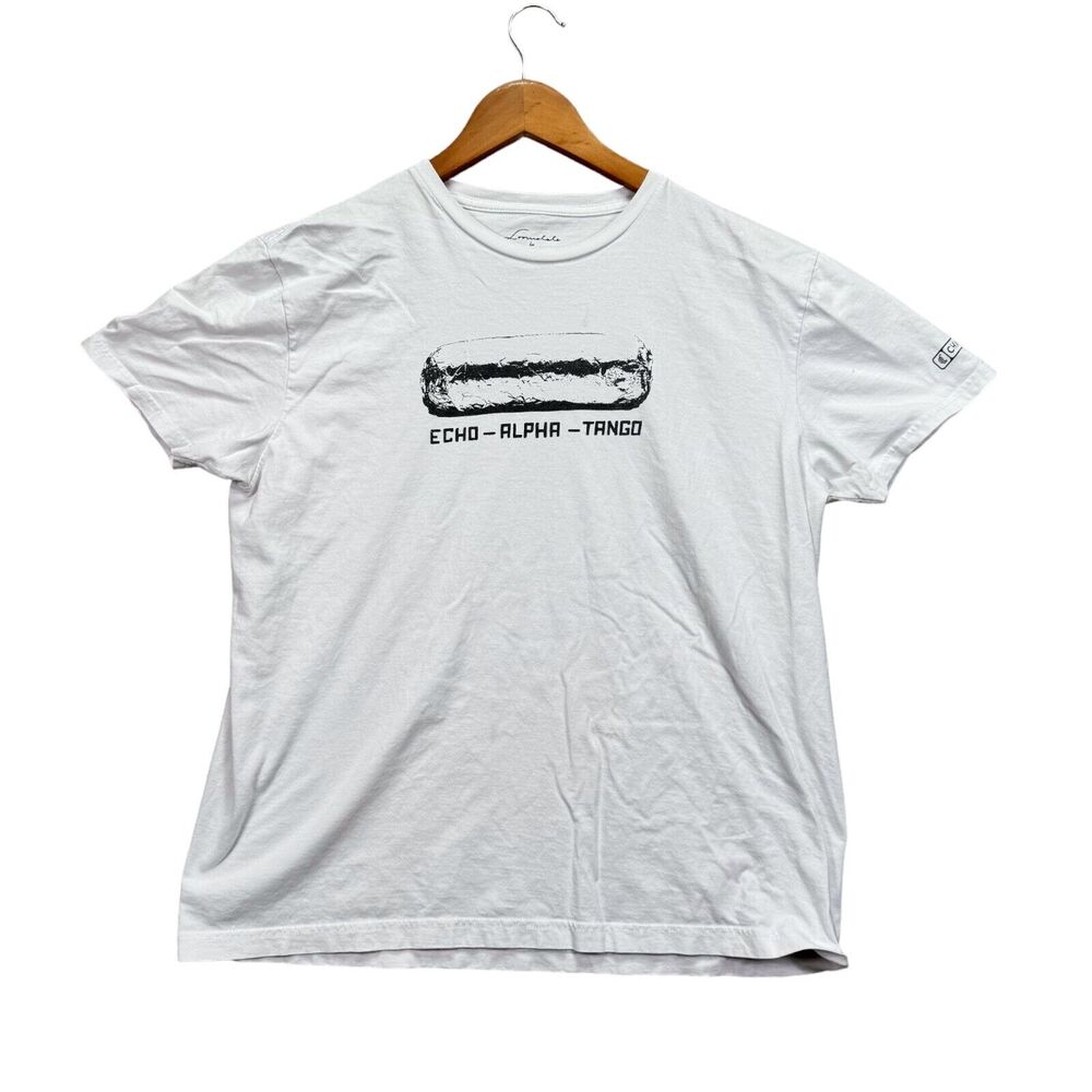 Chipotle T-Shirt Echo Alpha Tango Burrito Funny White Staff Food Men's M